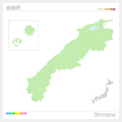 Obraz premium 島根県の地図・Shimane Map