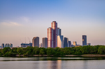 Skyscrapers in Yeouido, Han River, Seoul, taken in the morning
