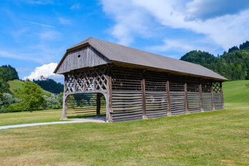 Slovenian wooden hayrack on Visoko