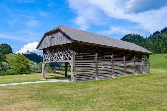 Slovenian wooden hayrack on Visoko