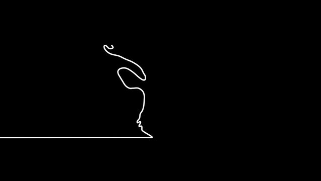 Continuous white one line drawing Deer Head with Horns on black background. Self drawing animation. Hand drawn Deer silhouette picture, simple design. 2D, 4k footage. Line art. Minimalism. Copy space.