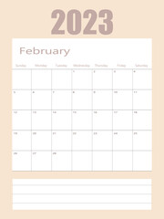 2023 February illustration vector desk calendar weeks start on Monday
