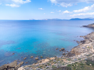Fototapeta na wymiar Blue sea in Sardinia on a sunny day
