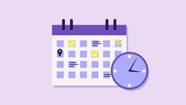 Schedule, business event concept animation. calendar and clock, appointment, important date,Timetable. time management, organize meeting. Planning strategy. Animated stock video