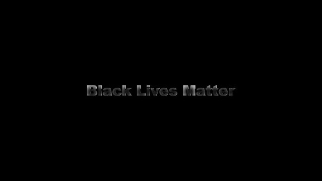 White picture of black lives matter on a black background. slogan of opposition to racial inequality. Distortion liquid style transition icon for your project. 4K video animation for motion graphics