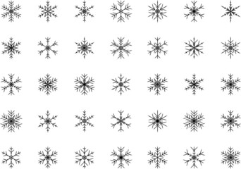 Snowflakes set. Winter flat vector decorations elements.