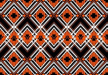 Art Pattern Ikat Africa America Indigenous Fabric Seamless Pattern Abstract Orange Background