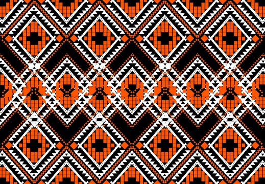 Art Pattern Ikat Africa America Indigenous Fabric Seamless Pattern Abstract Orange Background