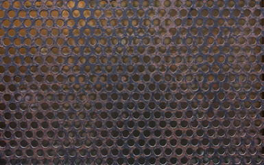 Background from an old rusty lattice with round holes