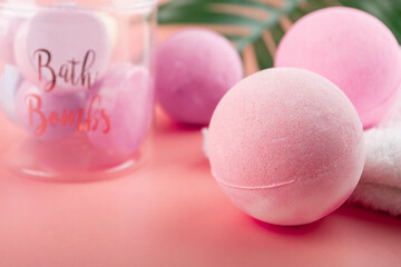 bath bomb, Beauty products for body care, aromatherapy and spa