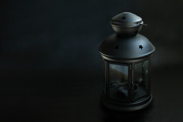 lantern on black background,blank for muslim ramadan greeting card