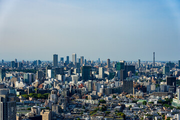 Urban landscape with dense buildings at central Tokyo area.
