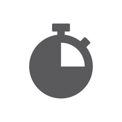Stopwatch clock black vector icon. Timer and chronometer filled symbol.