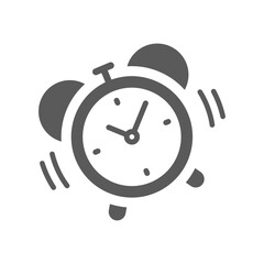 Alarm clock ringing black vector icon. Bell watch retro style filled symbol.