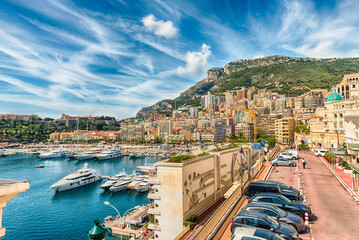 View over luxury yachts and apartments in Monte Carlo, Monaco