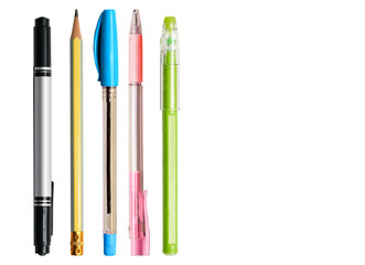 variety of pen isolated on white