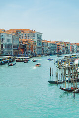 Fototapeta na wymiar Venice, Italy - May 25, 2019: view of venice city grand canal with boats