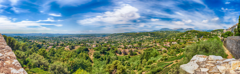 Fototapeta na wymiar Panoramic view in the town of Saint-Paul-de-Vence, Cote d'Azur, France