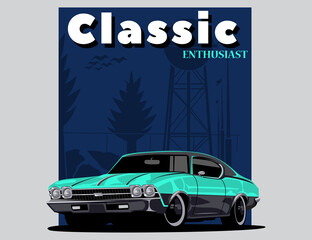 Fototapeta classic enthusiast car illustration design graphic obraz