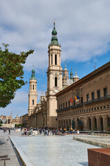 View of the basilica our lady of Pilar in Zaragoza city.