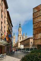 Naklejka premium View of the basilica our lady of Pilar in Zaragoza city.