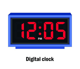 Digital clock time. 12-05-P.M vector