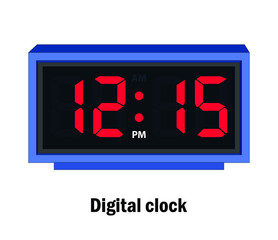 Digital clock time. 12-15-P.M vector