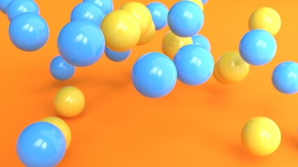 Abstract bright background with spheres. 3D illustration.