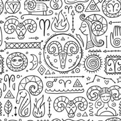 Aries zodiac sign. Element of Fire. Seamless Pattern for your design