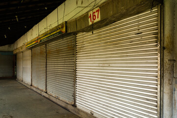 Row of Closed Shops at Kandy Market, Sri Lanka