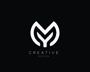 MY YM Logo Design , Initial Based YM MY Monogram  - obrazy, fototapety, plakaty