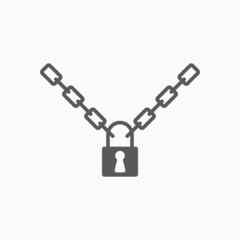 chain with lock icon, lock vector, chain illustration