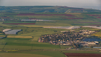 Sunset view of the Harod and Jezreel Valleys from Mount Gilboa in Israel
