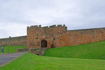 Fototapeta na wymiar The entrance to Carlisle Castle, in Springtime.