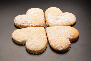 Shortbread in the shape of a heart isolated on white background.