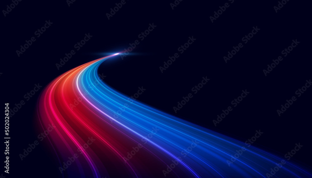 Wall mural modern abstract high-speed light effect. abstract background with curved beams of light. technology 