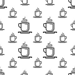 Tea Coffee Cup Seamless Pattern, Hot Beverage Mug With Handle