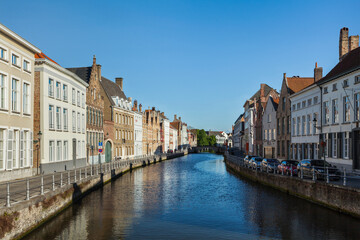Fototapeta na wymiar Canal and medieval houses. Bruges (Brugge), Belgium
