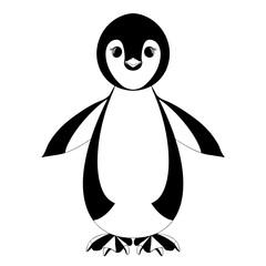 Penguin, graphic drawing, on a white background, character,