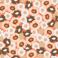 Cute seamless pattern with flowers. Floral texture in rustic style. Wild flowers illustration. Romantic template for fashion prints, vector
