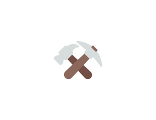Hammer and Pick Vector Isolated Emoticon. Hammer and Pick Emoji Icon