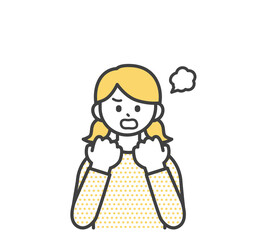女の子のネガティブな表情のイラスト素材