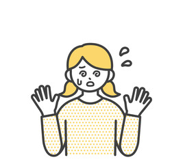 女の子のネガティブな表情のイラスト素材