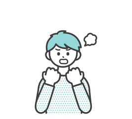 男の子のネガティブな表情のイラスト素材