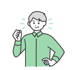 高齢男性のポジティブな表情のイラスト素材