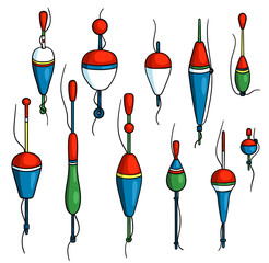 Cartoon vector fishing floats set © Amalga