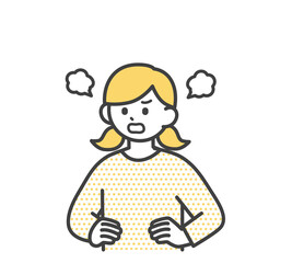 女の子のネガティブな表情のイラスト素材