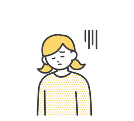 女の子のネガティブな表情のイラスト素材