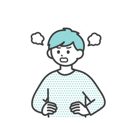 男の子のネガティブな表情のイラスト素材