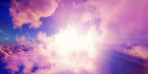 Obraz premium above clouds sun ray sunset